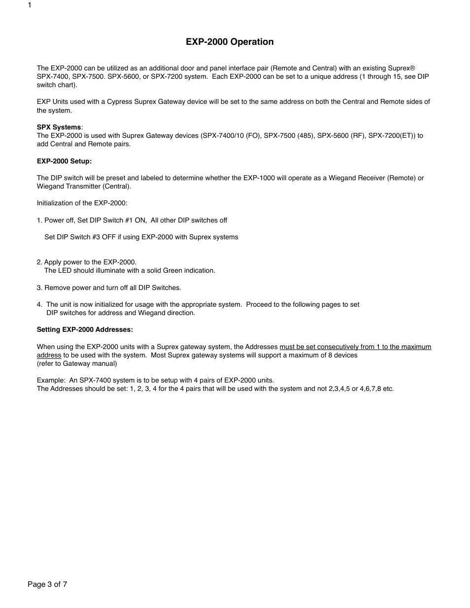 Exp-2000 operation | Controlled Products Systems Group EXP-2000 User Manual | Page 3 / 7
