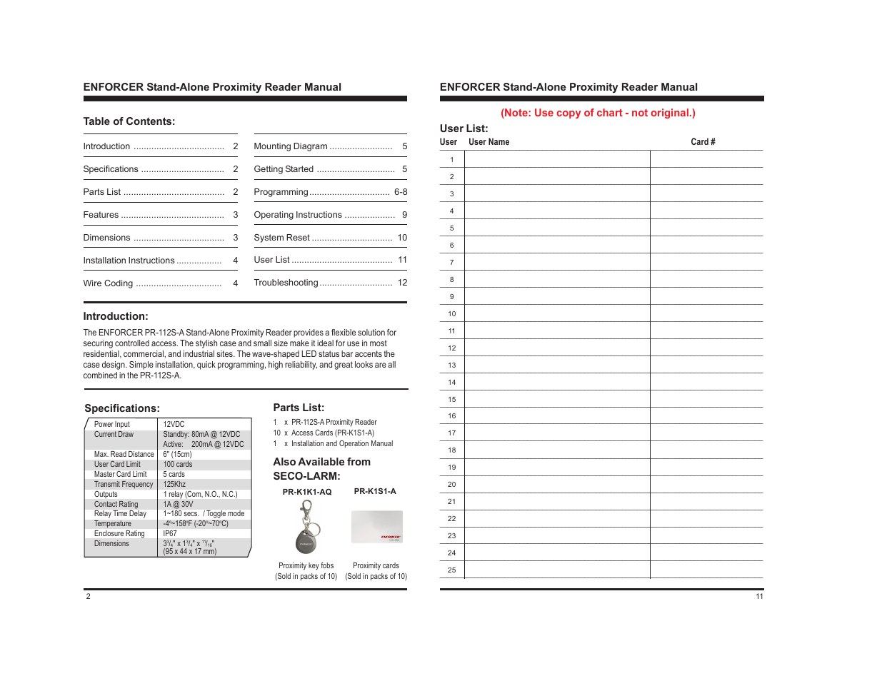 Controlled Products Systems Group PR-112S-A User Manual | Page 2 / 6