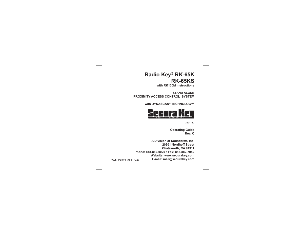 Controlled Products Systems Group RK65K User Manual | 35 pages