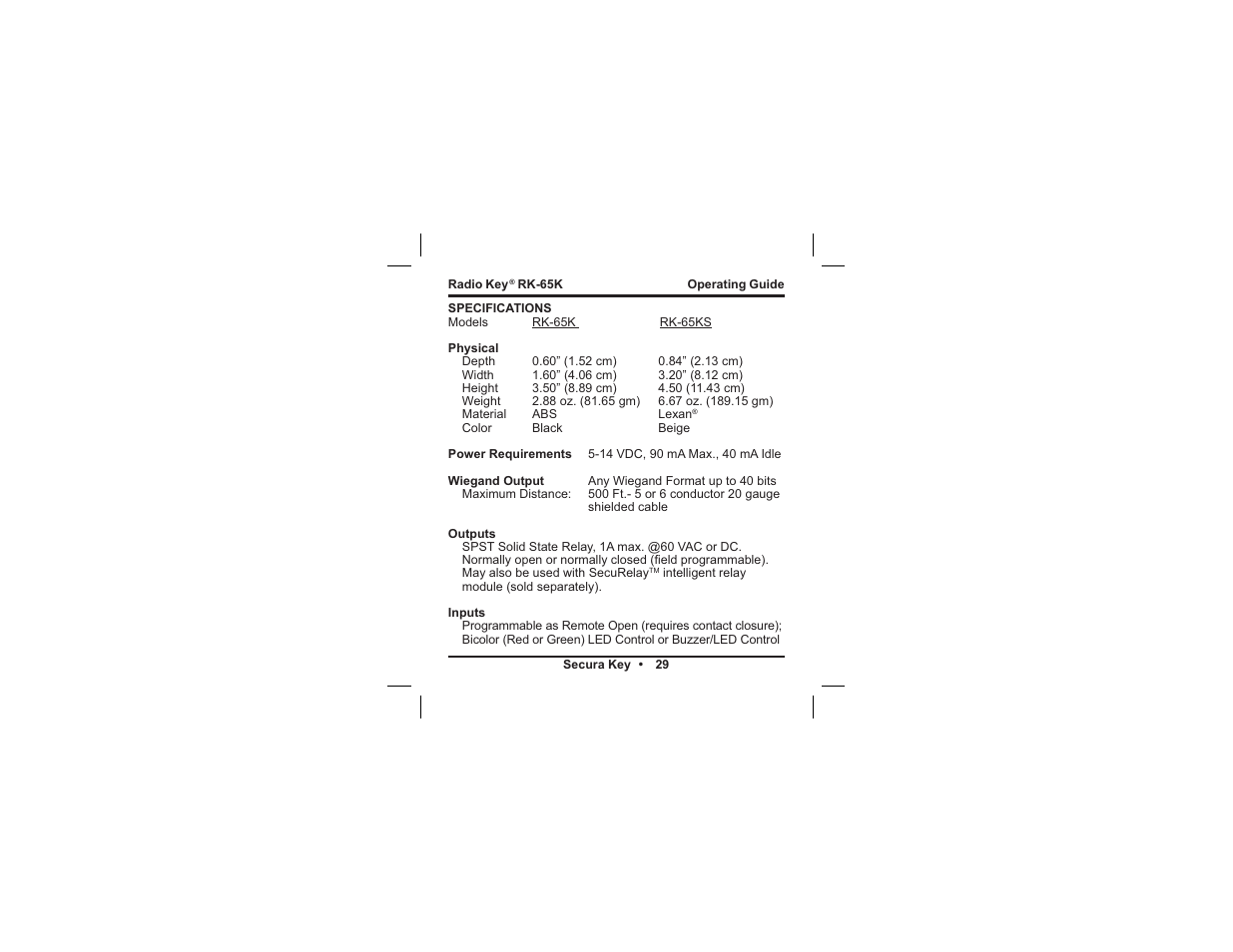 Controlled Products Systems Group RK65K User Manual | Page 32 / 35