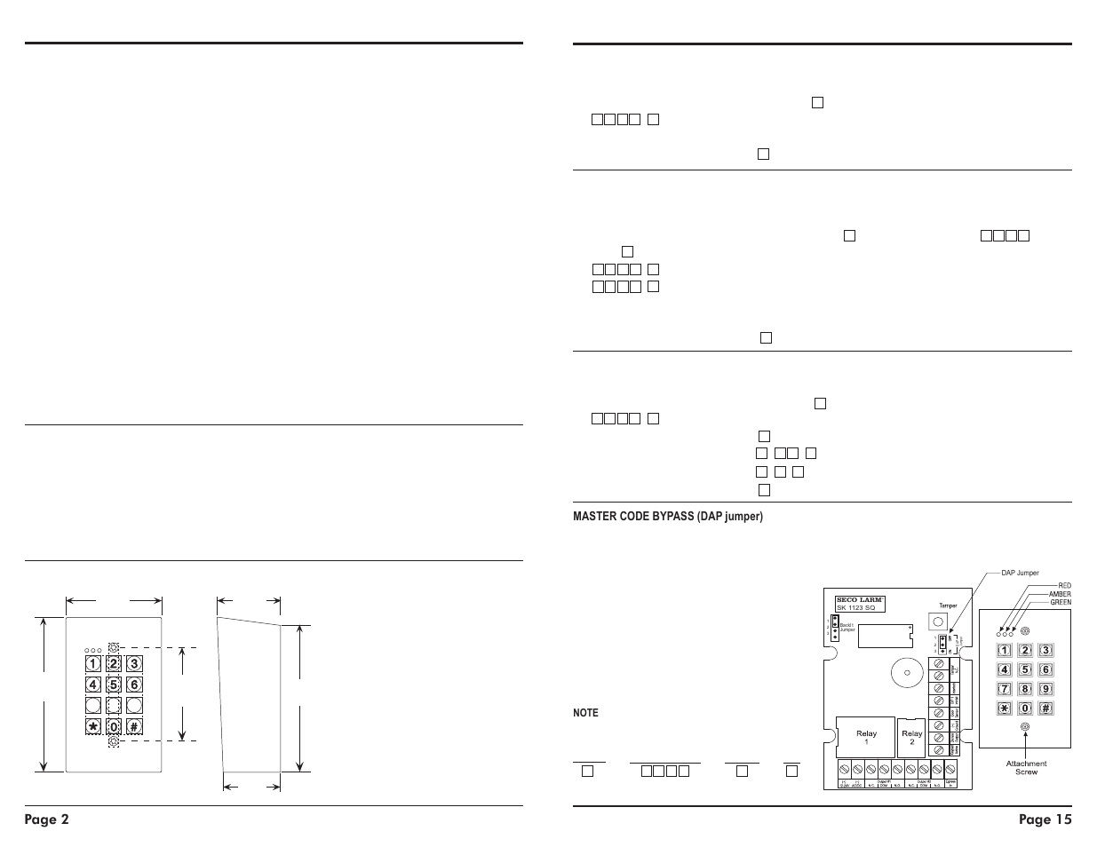 Digital access keypad manual | Controlled Products Systems Group SK-1123-SQ User Manual | Page 2 / 8