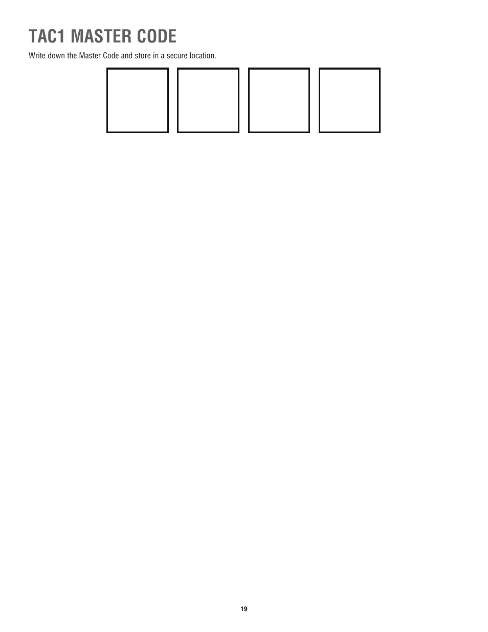 Tac1 master code | Chamberlain TAC1 User Manual | Page 19 / 20