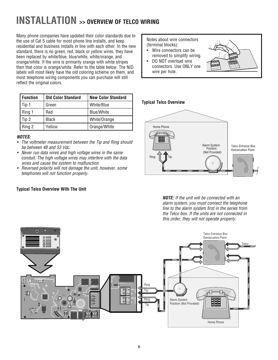 Overview of telco wiring, Installation | Chamberlain TAC1 User Manual | Page 5 / 20