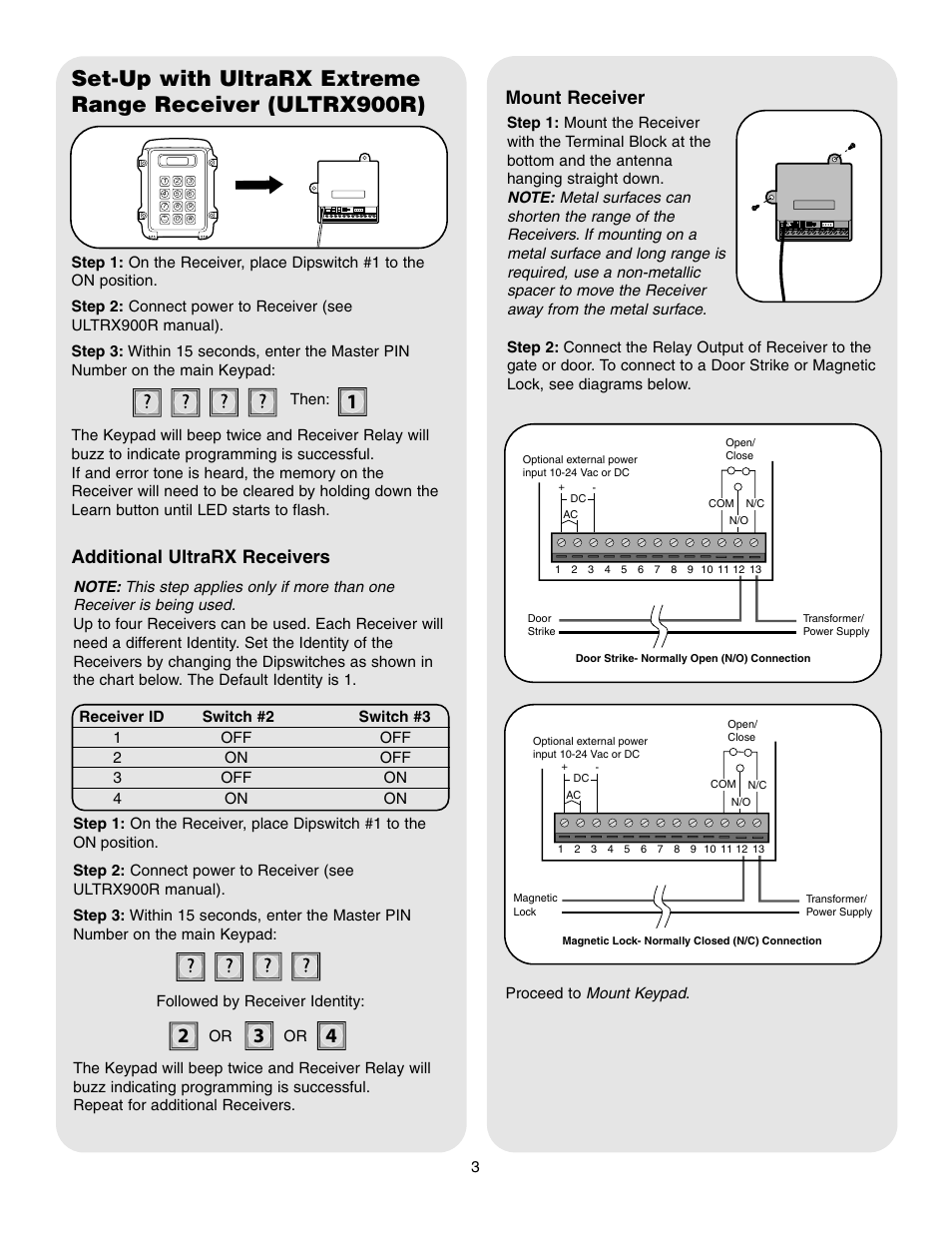 Mount receiver additional ultrarx receivers | Controlled Products Systems Group WKP5LM3 User Manual | Page 3 / 6