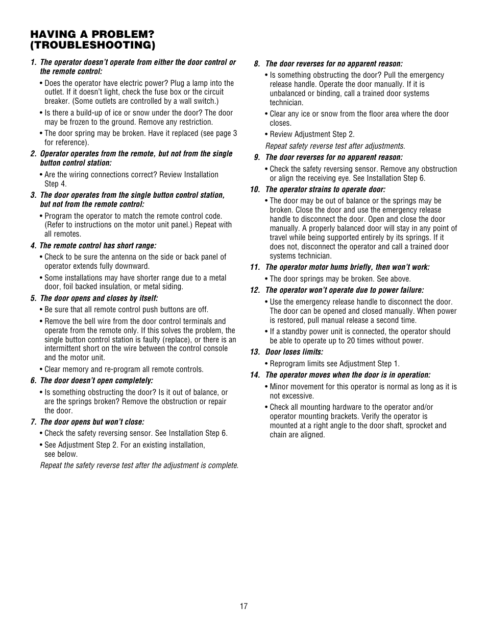 Having a problem?(troubleshooting), Having a problem? (troubleshooting) | Controlled Products Systems Group 3950 User Manual | Page 17 / 24