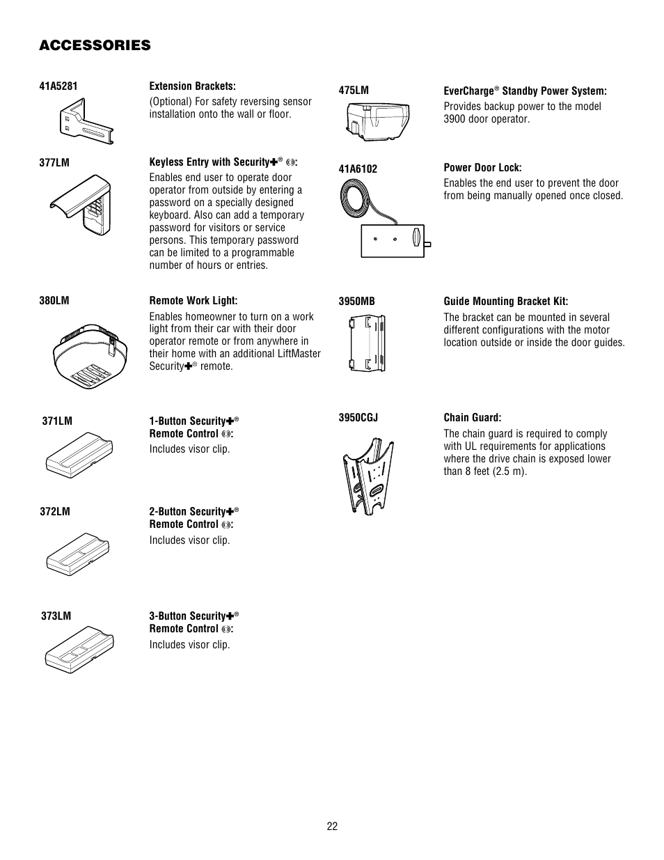 Accessories | Controlled Products Systems Group 3950 User Manual | Page 22 / 24