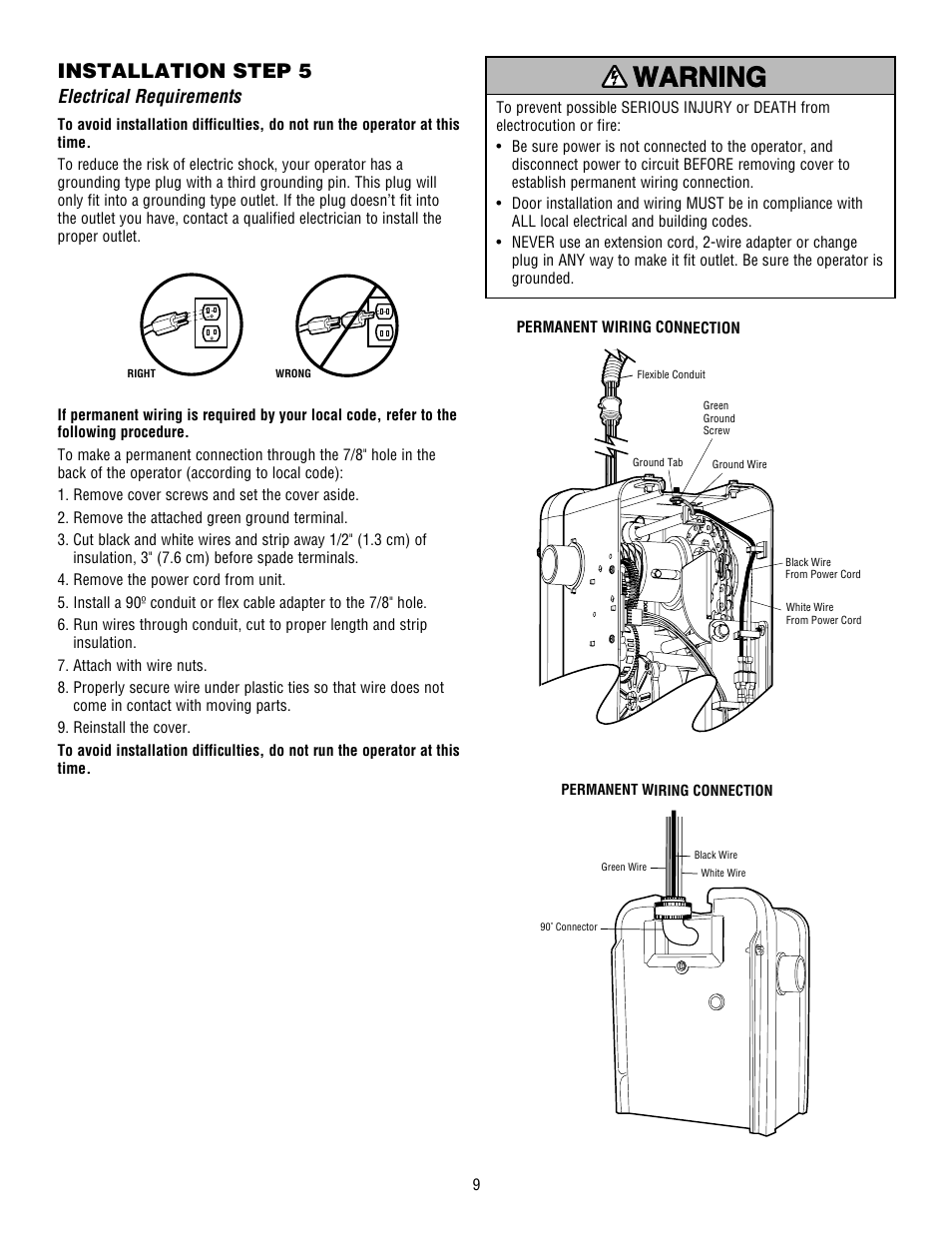 Electrical requirements, Installation step 5 | Controlled Products Systems Group 3950 User Manual | Page 9 / 24
