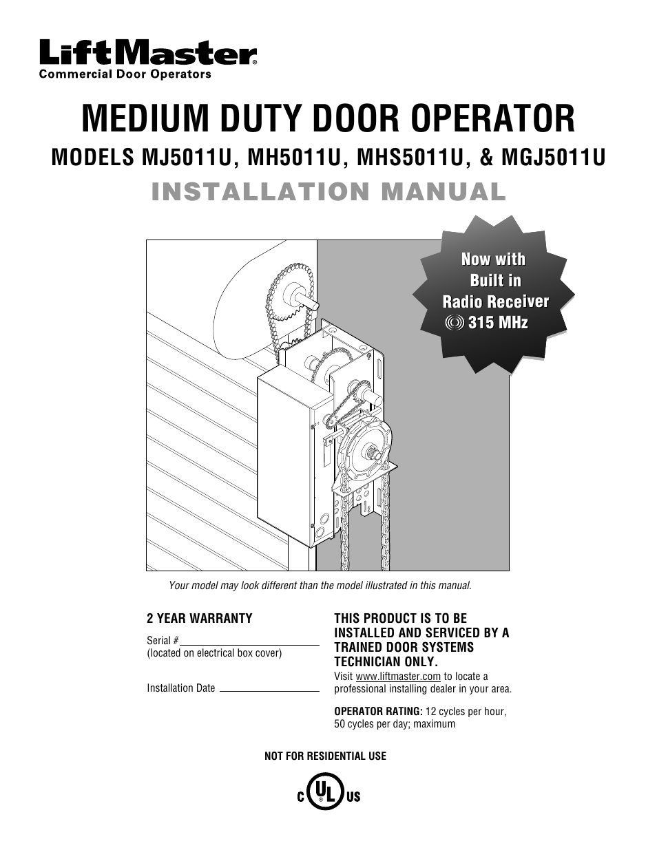 Controlled Products Systems Group CDO MD L/H Hoist 1/2hp 115v User Manual | 28 pages