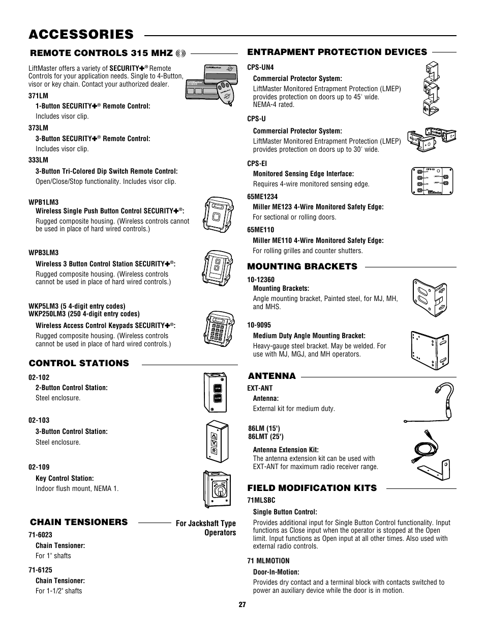 Accessories | Controlled Products Systems Group CDO MD L/H Hoist 1/2hp 115v User Manual | Page 27 / 28