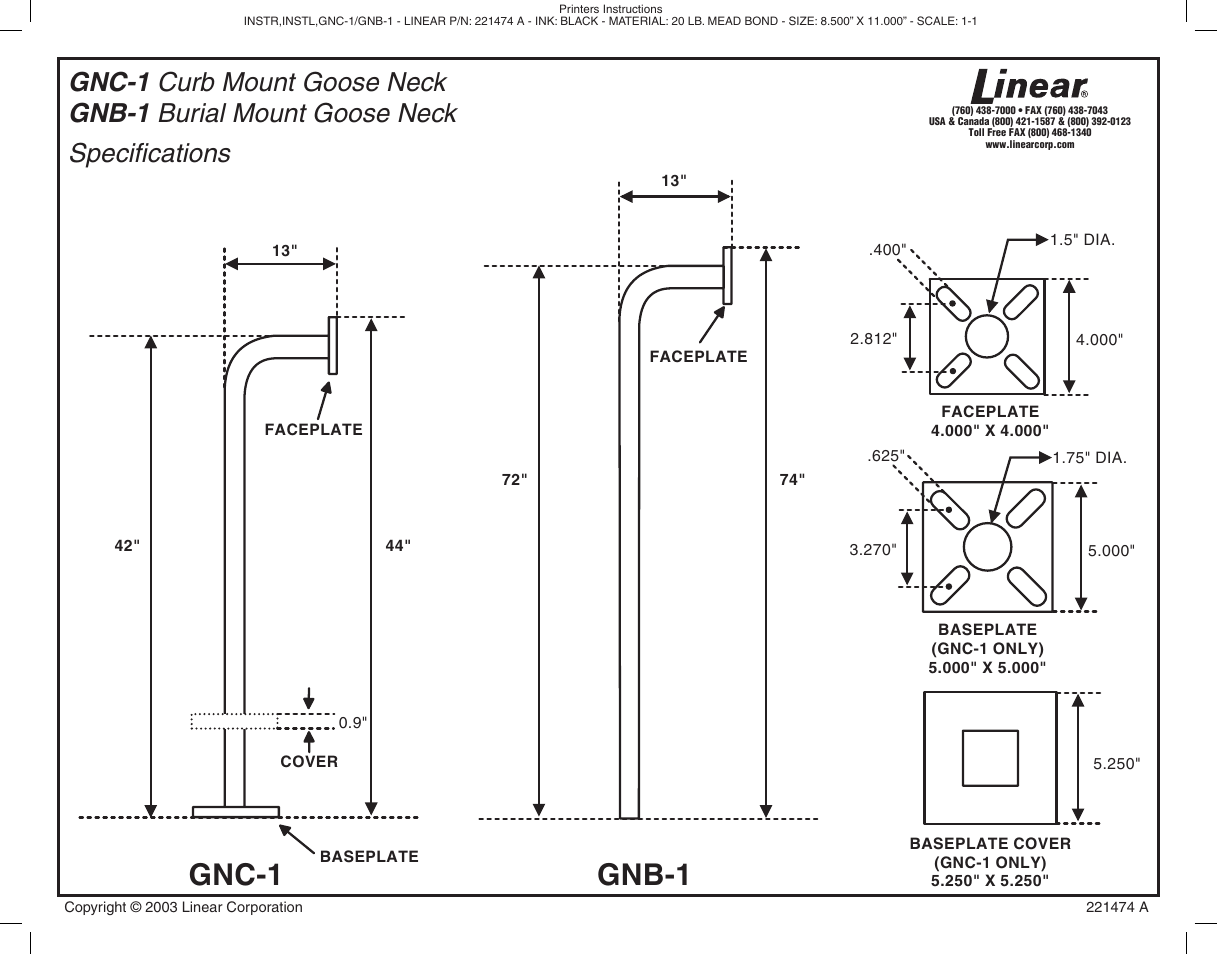 Controlled Products Systems Group GNB-1 User Manual | 1 page