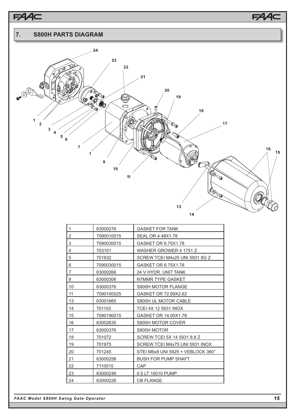 S800h parts diagram | Controlled Products Systems Group -108710 User Manual | Page 15 / 33