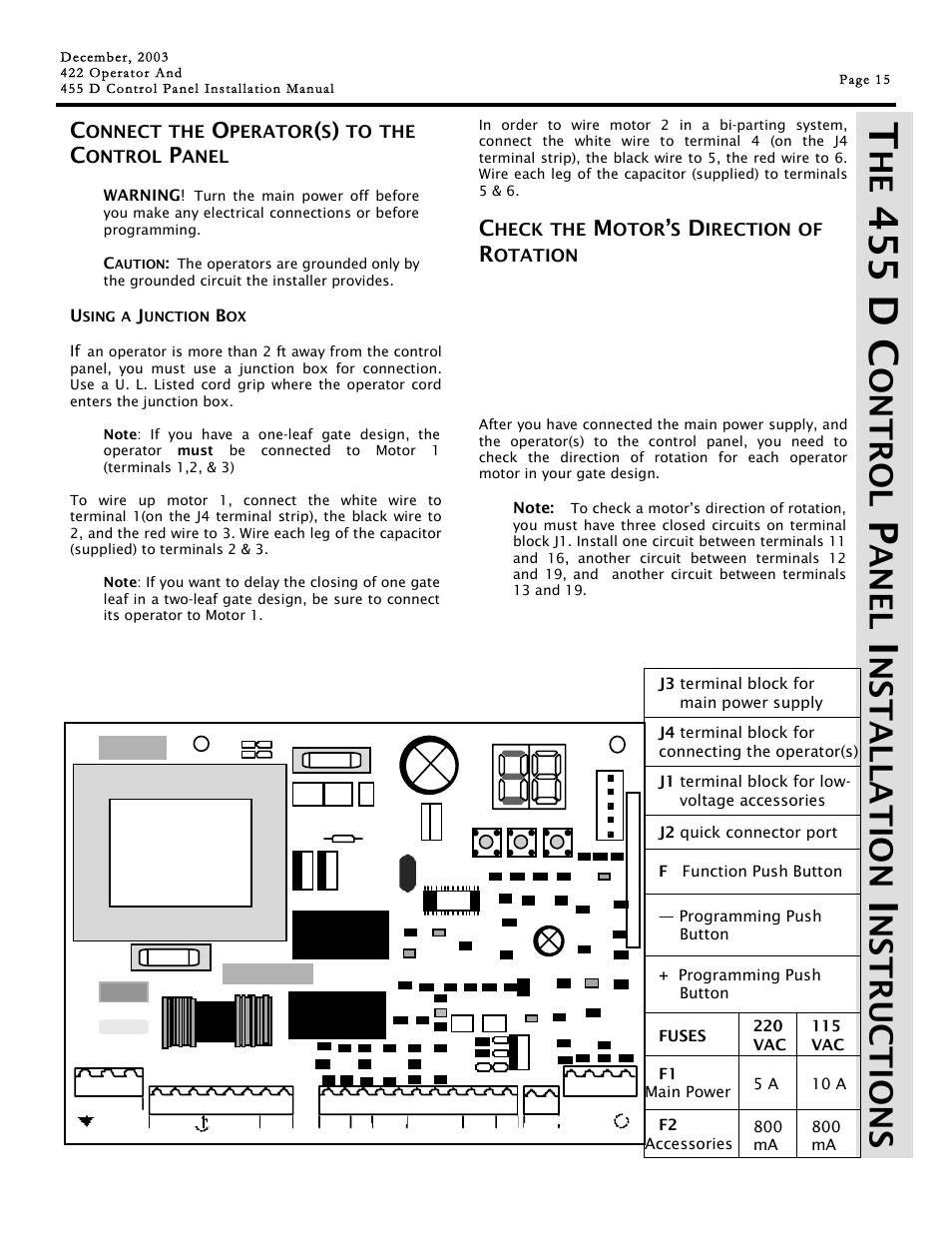 455 d c, Ontrol, Ane l | Ns t a ll at ion, Nstr uc ti on s | Controlled Products Systems Group 1042001 User Manual | Page 15 / 28