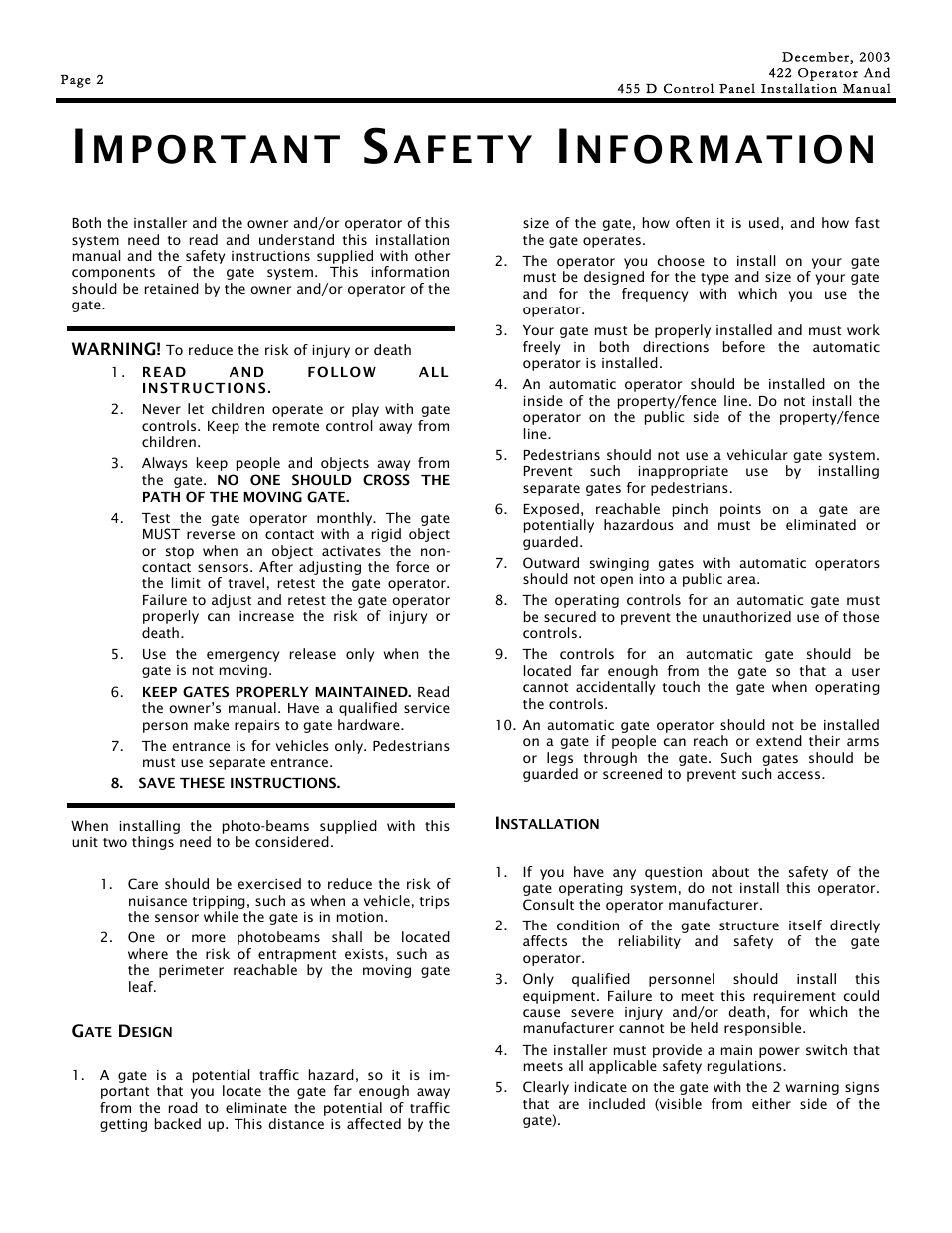 Mportant, Afety, Nformation | Controlled Products Systems Group 1042001 User Manual | Page 2 / 28
