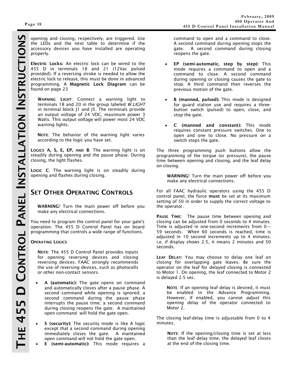 455 d c, Ontrol, Anel | Nstallation, Nstructions | Controlled Products Systems Group 1042011 User Manual | Page 18 / 28