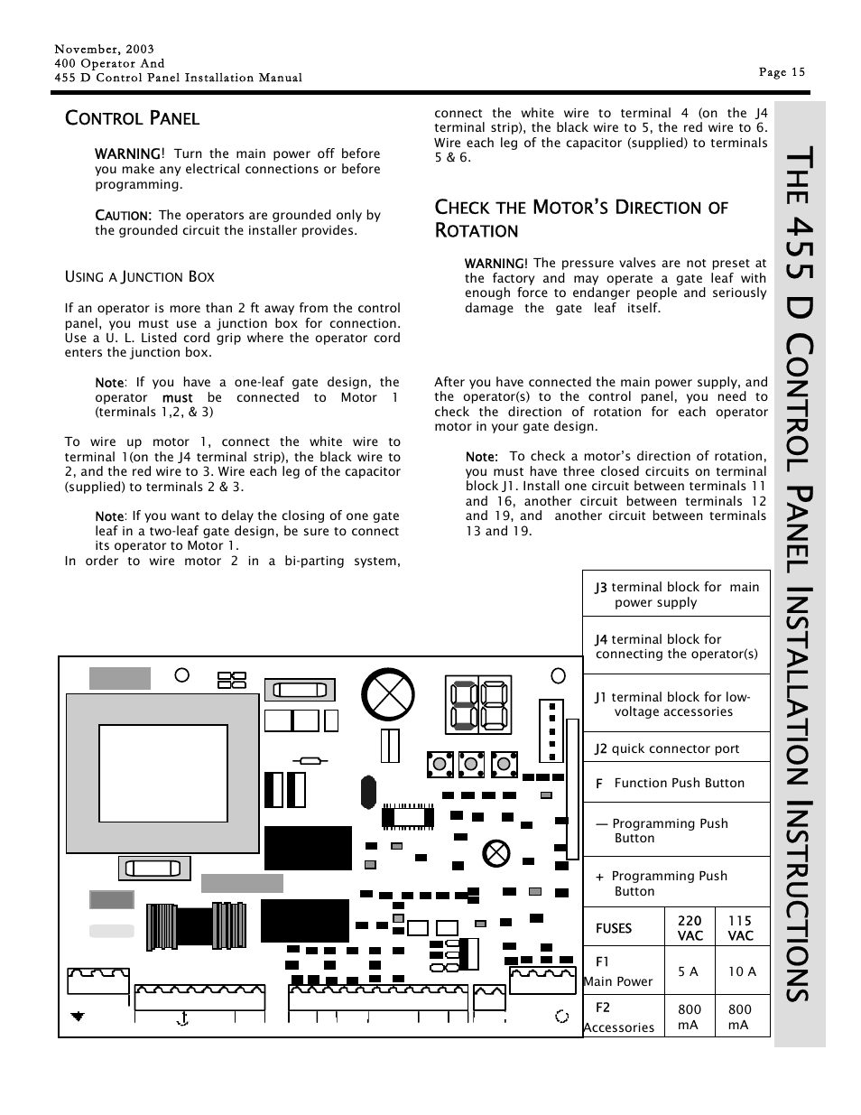 455 d c, On t r ol, An el | Nst a llat ion, Nst r uc t io n s | Controlled Products Systems Group 1042011577 User Manual | Page 15 / 28