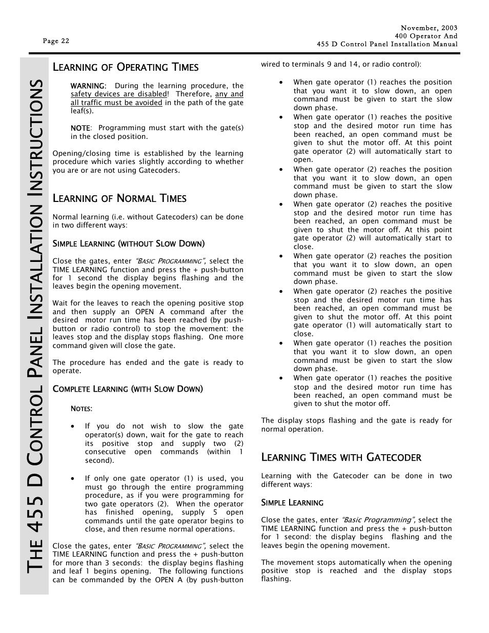 455 d c, On t r ol, Anel | Ns tal latio n | Controlled Products Systems Group 1042011577 User Manual | Page 22 / 28