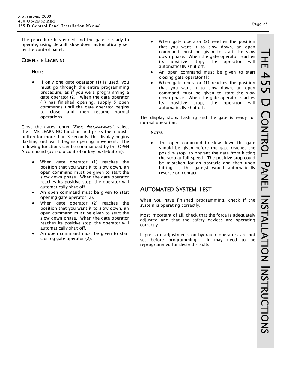 455 d c, On t r ol, An el | Nst a llat ion, Nst r uc t io n s | Controlled Products Systems Group 1042011577 User Manual | Page 23 / 28