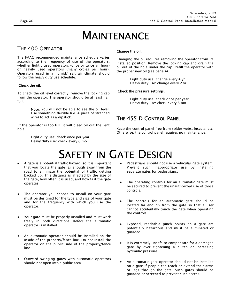 Afety, Esign, Aintenance | 400 o, 455 d c | Controlled Products Systems Group 1042011577 User Manual | Page 26 / 28