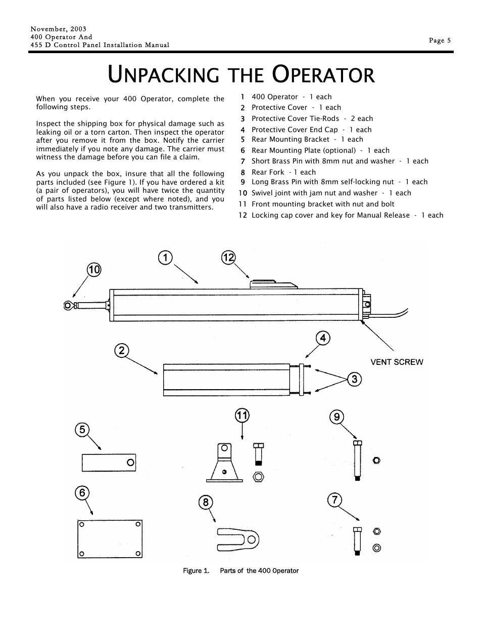 Npacking, Perator | Controlled Products Systems Group 1042011577 User Manual | Page 5 / 28