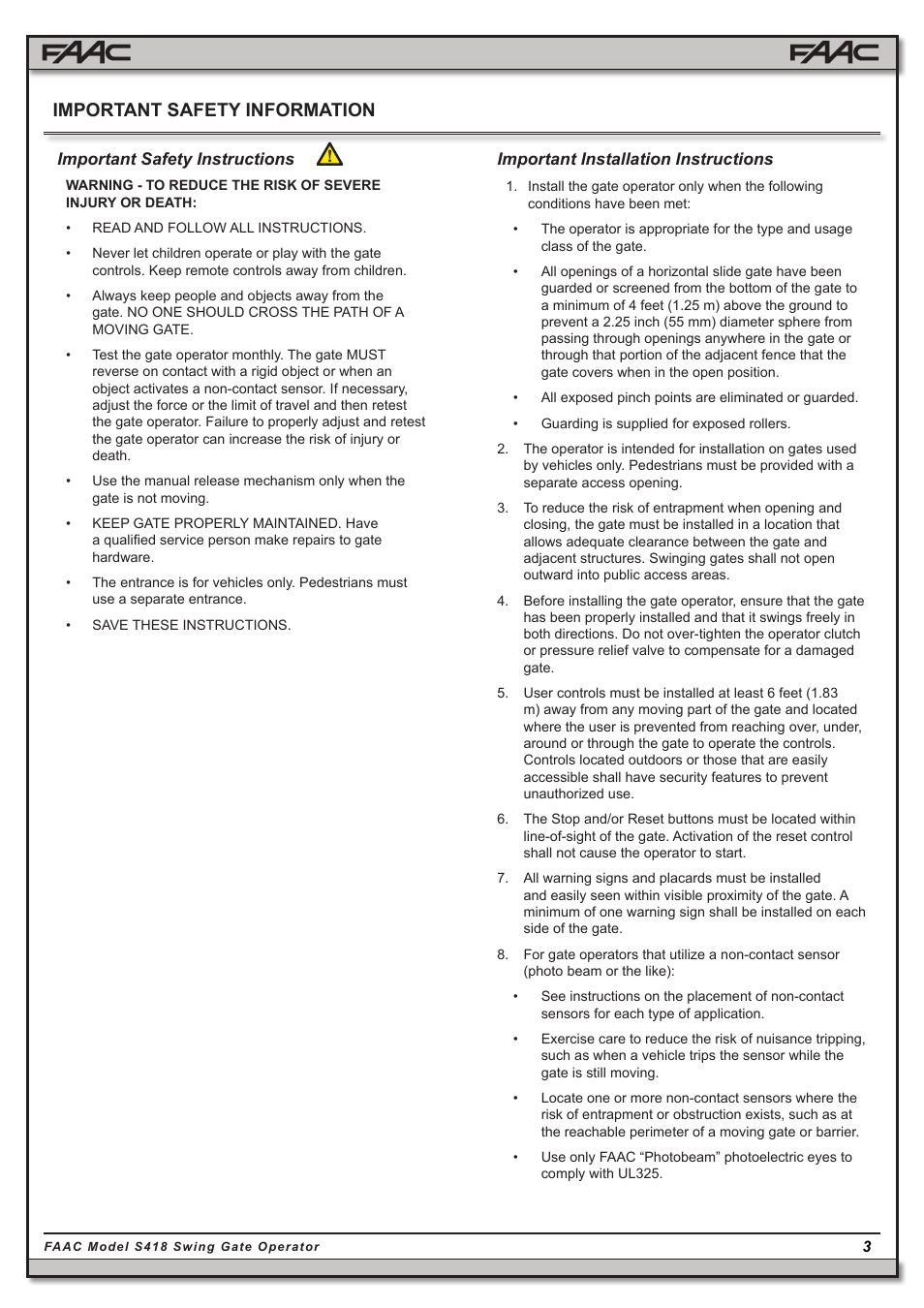 Important safety information | Controlled Products Systems Group 104301 User Manual | Page 3 / 30