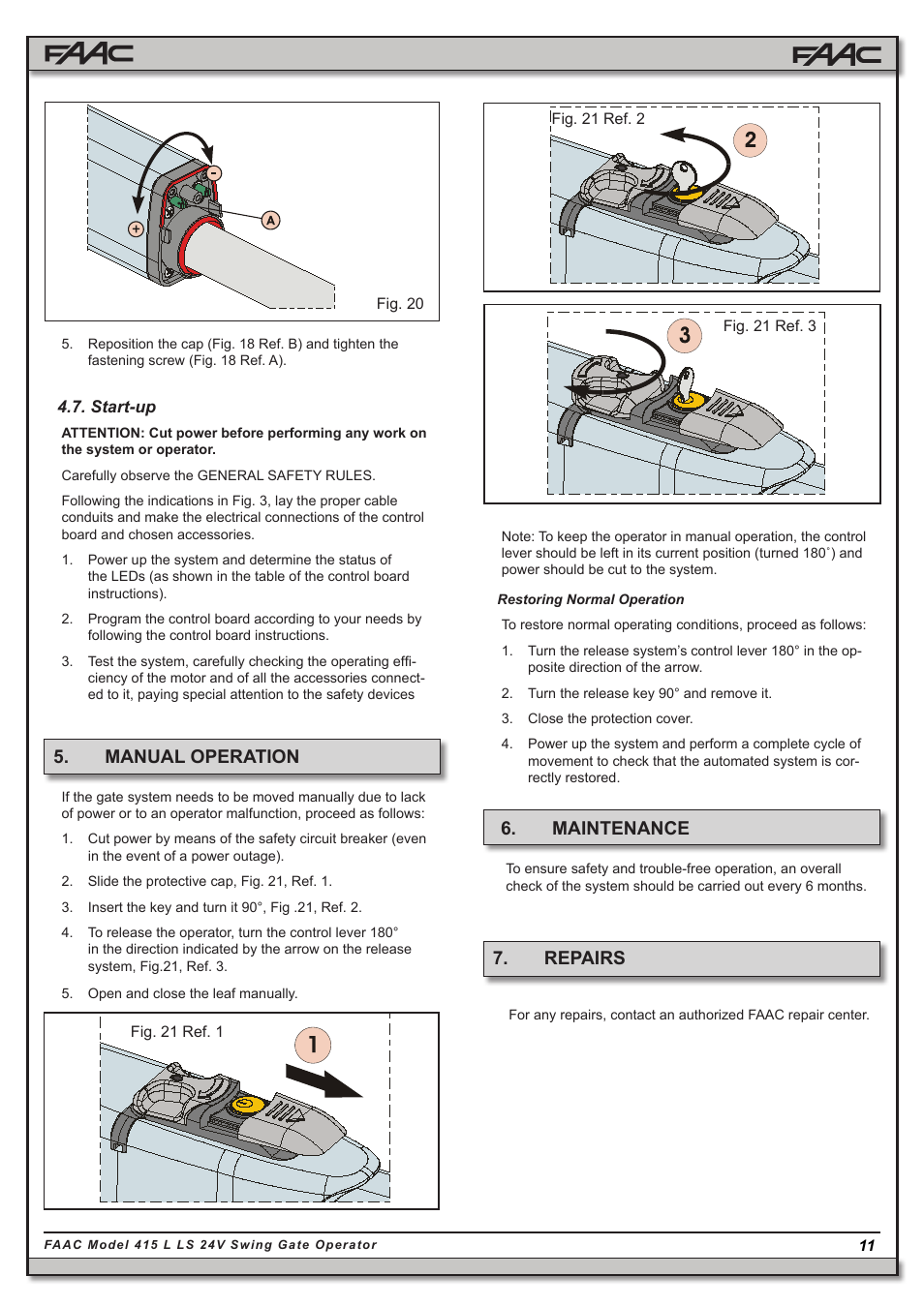 Repairs, Manual operation, Maintenance | Controlled Products Systems Group 10441811 User Manual | Page 11 / 29