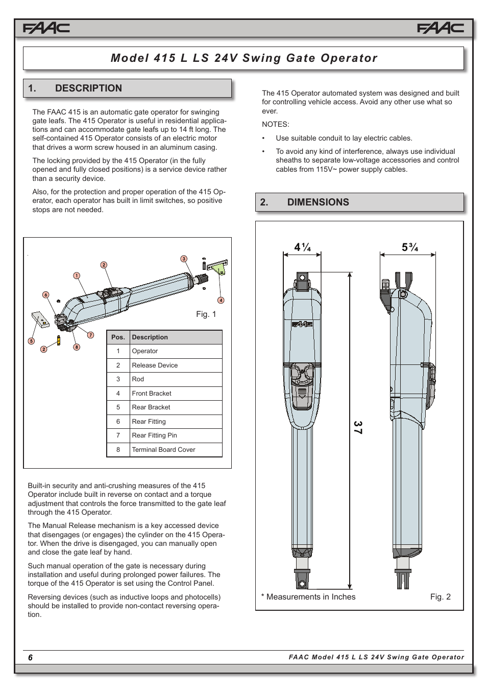 Description 2. dimensions | Controlled Products Systems Group 10441811 User Manual | Page 6 / 29