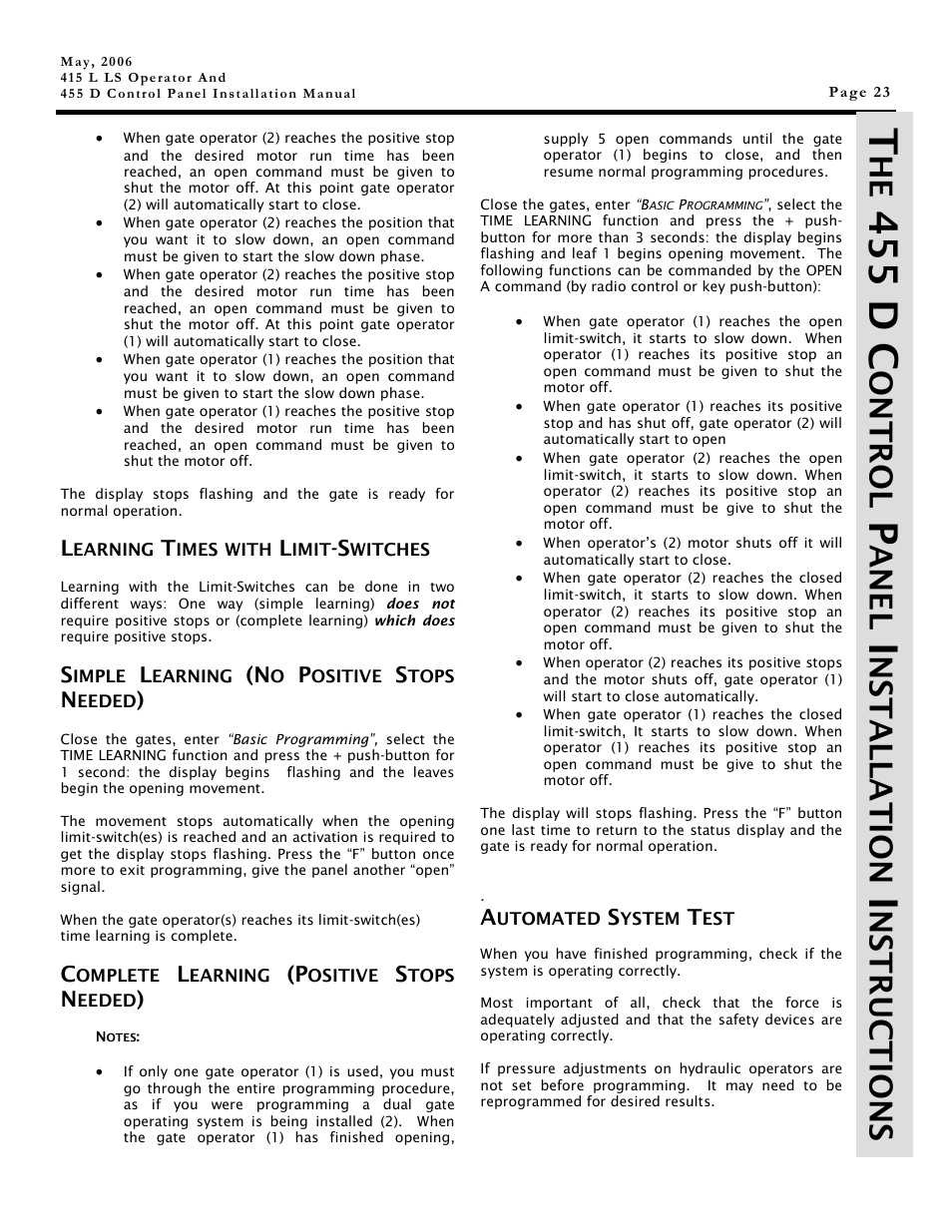45 5 d c, Ont r ol, Ane l | Ns ta ll a t io n, Nstructions | Controlled Products Systems Group 1044182 User Manual | Page 23 / 28