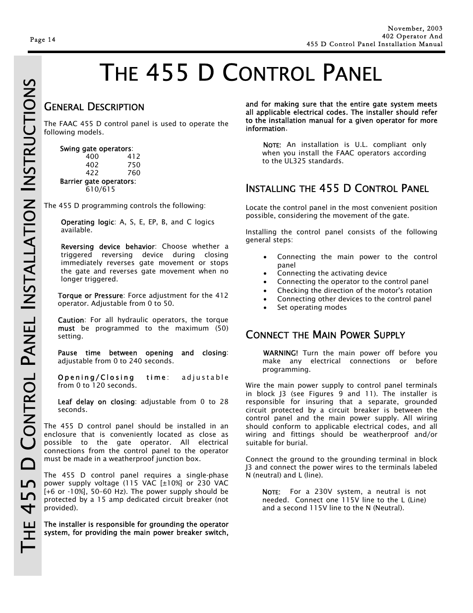 455 d c, Ontrol, Anel | On t r ol, An el, Ns t a lla t io n, Ns t r uc t io n s | Controlled Products Systems Group 1044682 User Manual | Page 14 / 28