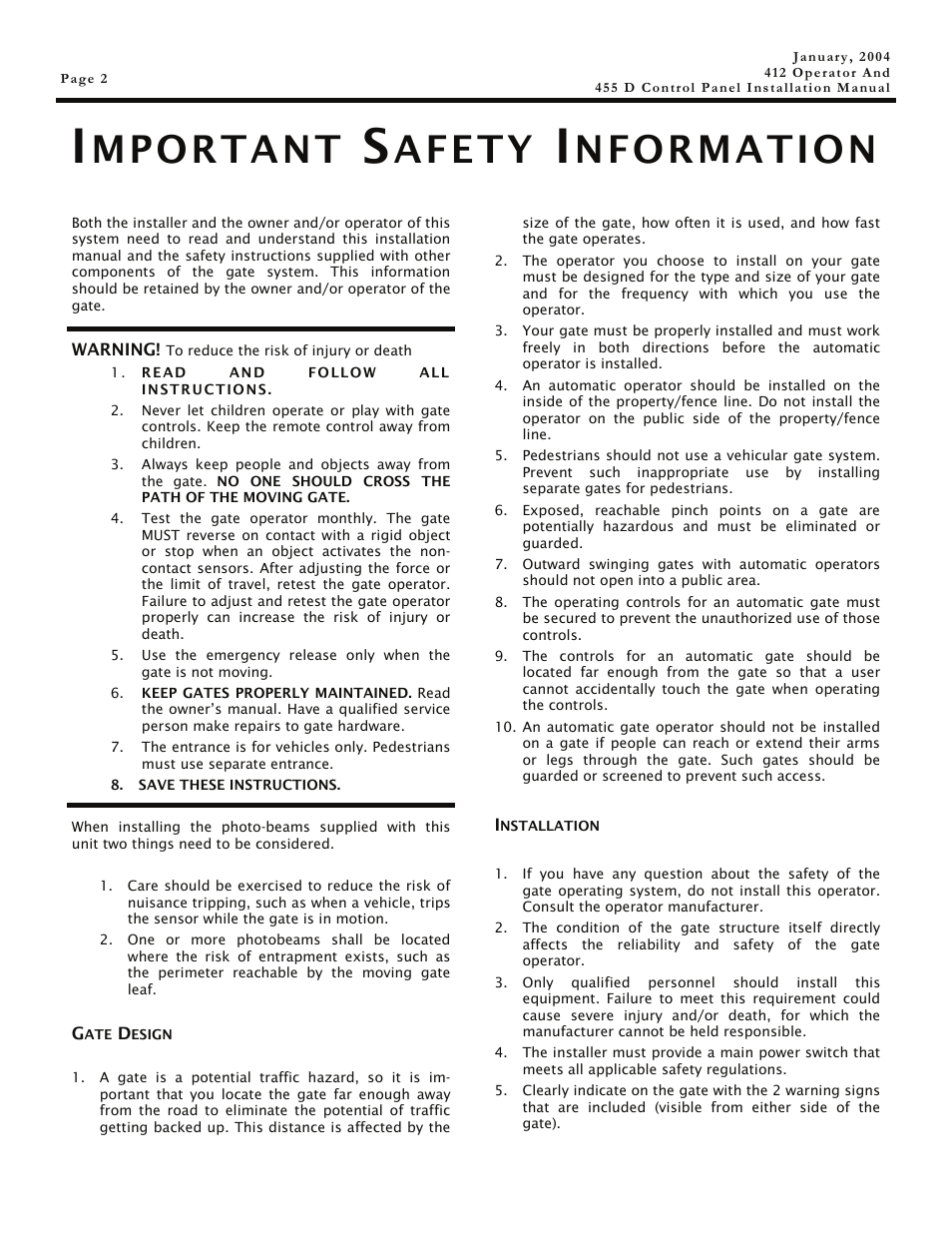 Mportant, Afety, Nformation | Controlled Products Systems Group 104470 User Manual | Page 2 / 28