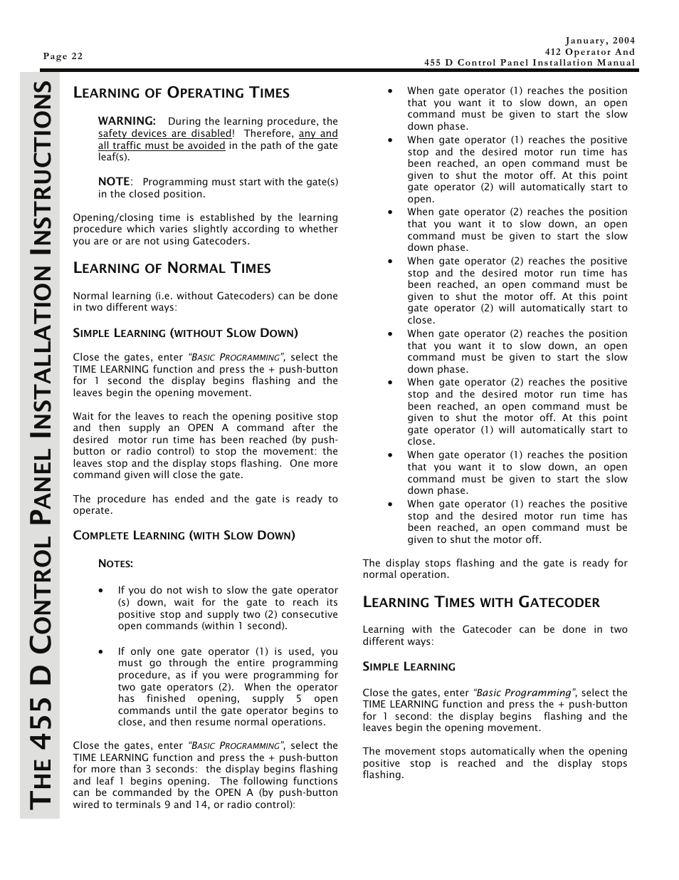 455 d c, Ontrol, Anel | Nstallation, Nstructions | Controlled Products Systems Group 104470 User Manual | Page 22 / 28