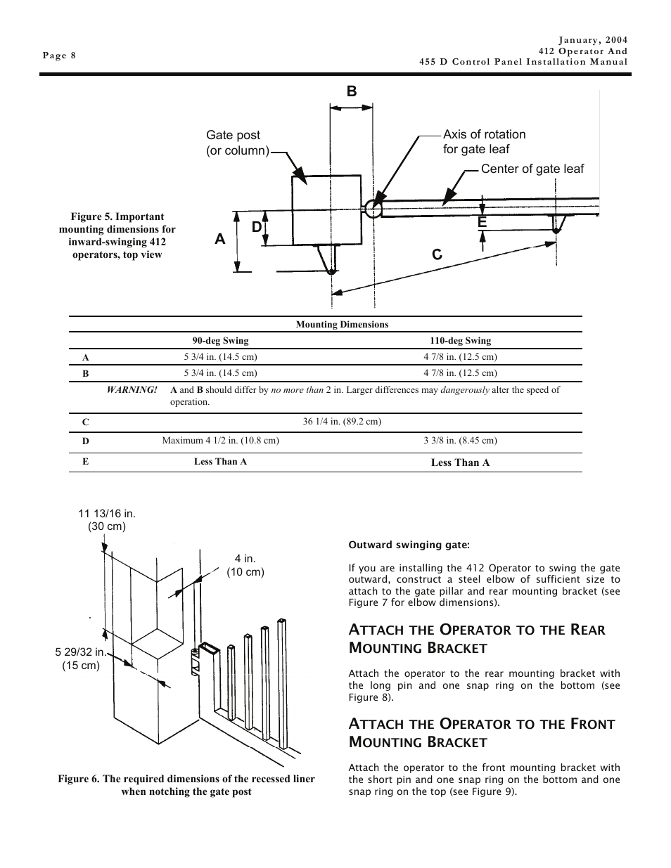 Attach the operator to the rear mounting bracket, Attach the operator to the front mounting bracket | Controlled Products Systems Group 104470 User Manual | Page 8 / 28