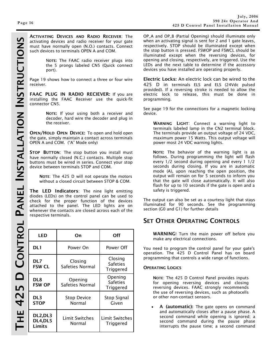 425 d c, Ont r ol, Ane l | Nstalla t ion, Ns tructions | Controlled Products Systems Group 104572 User Manual | Page 16 / 24