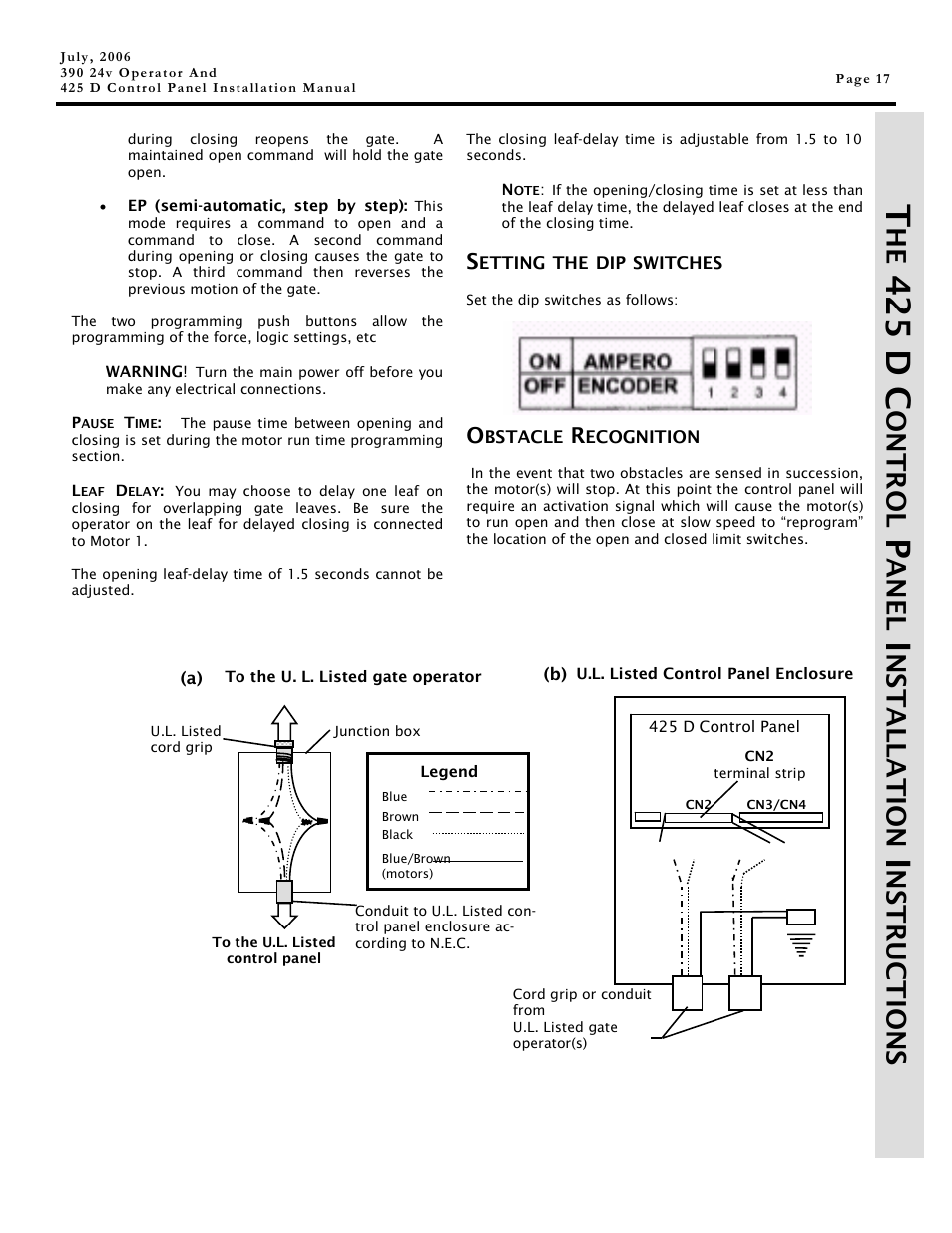 42 5 d c, Ontr ol, Ane l | Nst a llation, Nstr u c ti o ns | Controlled Products Systems Group 104572 User Manual | Page 17 / 24