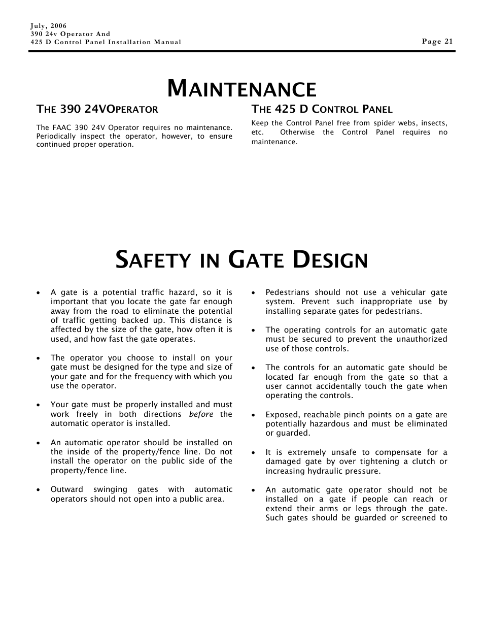 Aintenance, Afety, Esign | Controlled Products Systems Group 104572 User Manual | Page 21 / 24