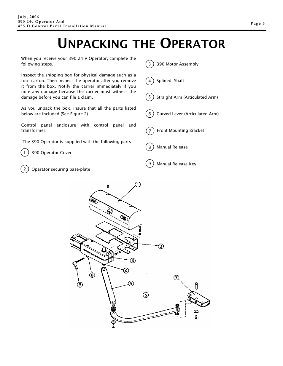 Npacking, Perator | Controlled Products Systems Group 104572 User Manual | Page 5 / 24