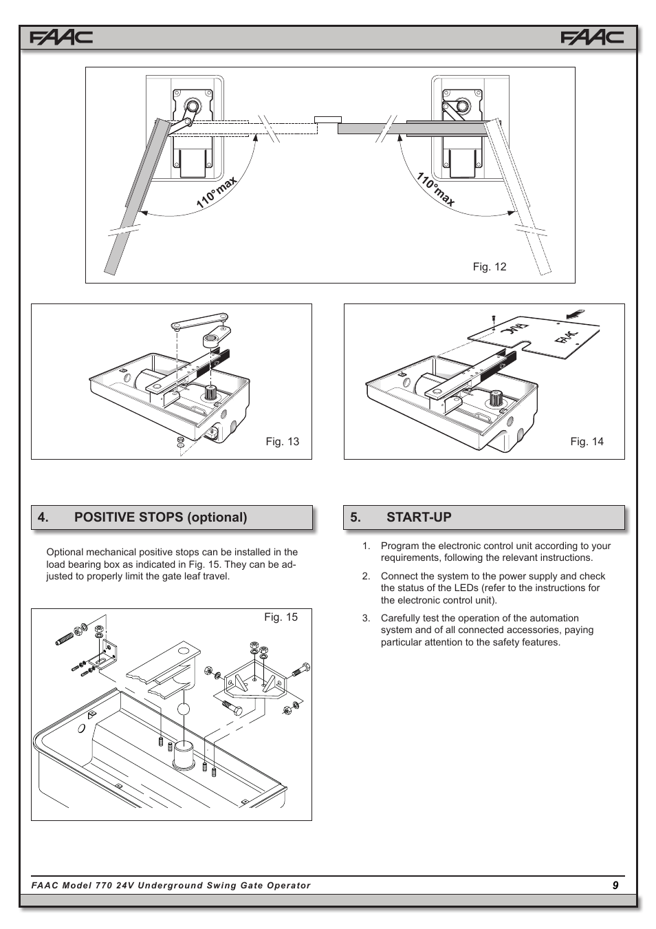 Start-up, Positive stops (optional) | Controlled Products Systems Group 106753 User Manual | Page 9 / 28