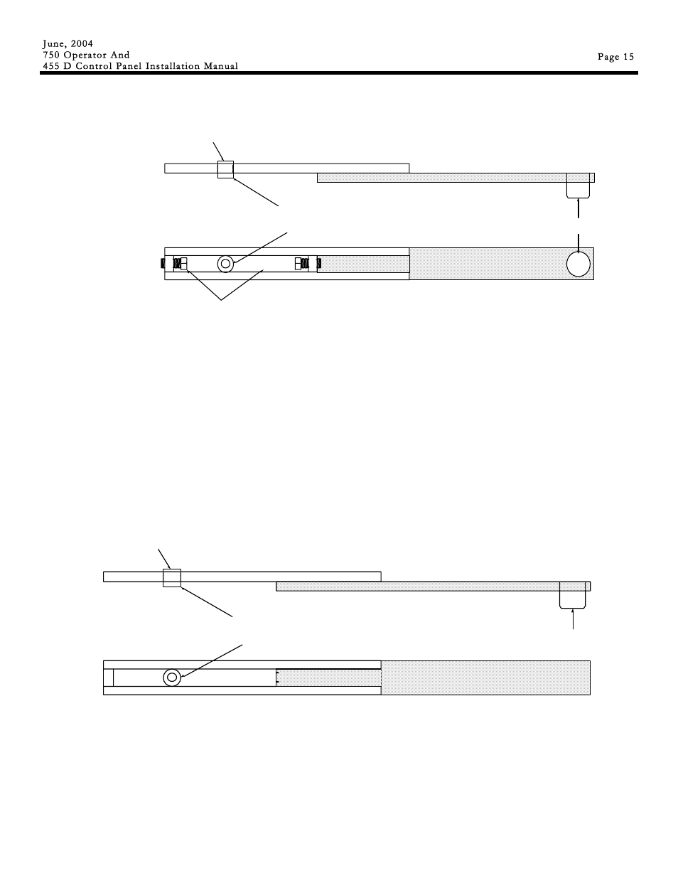 Extension arm without stops, Extension arm with positive stops | Controlled Products Systems Group 107725 User Manual | Page 15 / 40