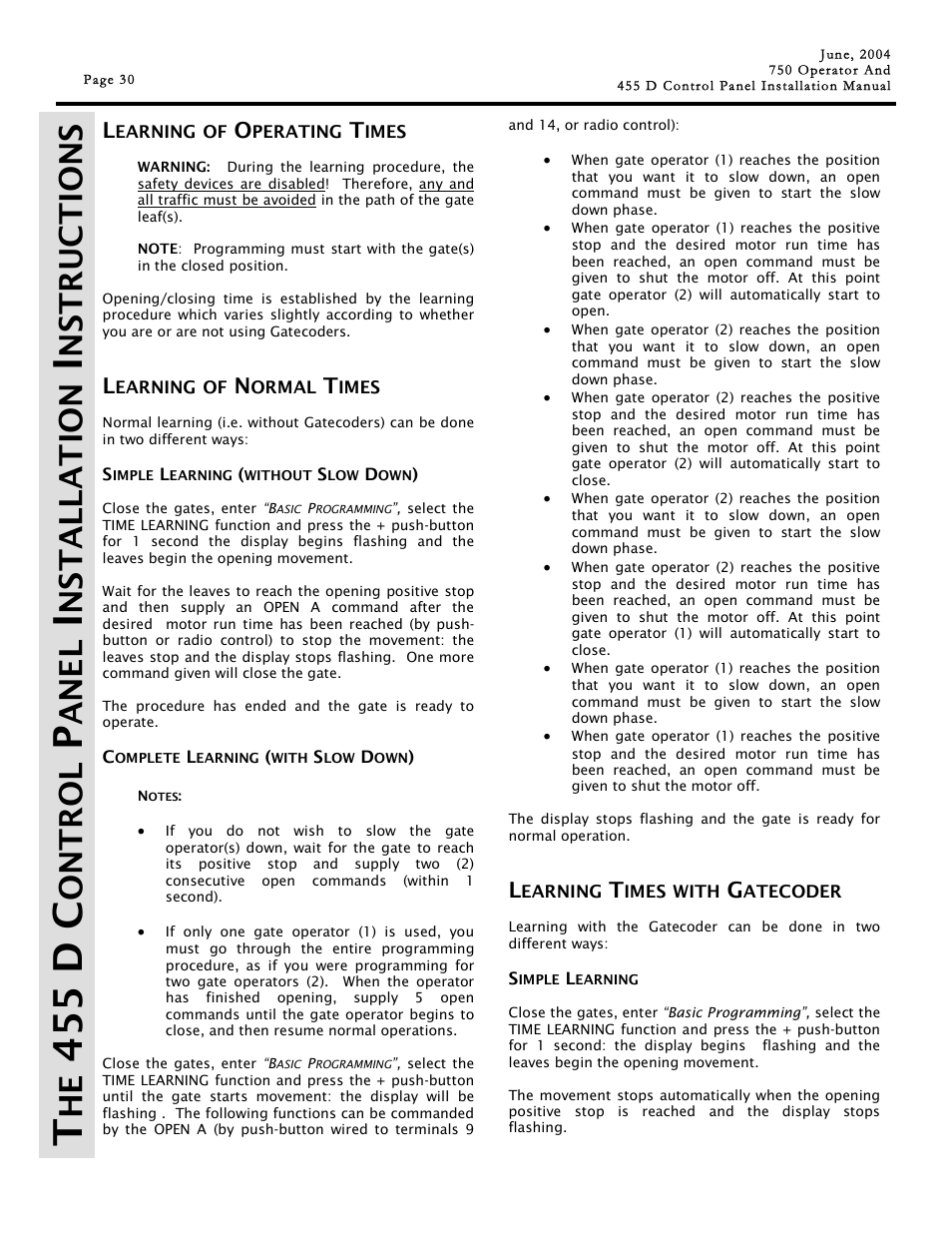 455 d c, Ont r ol, Ane l | Nst a ll at ion | Controlled Products Systems Group 107725 User Manual | Page 30 / 40