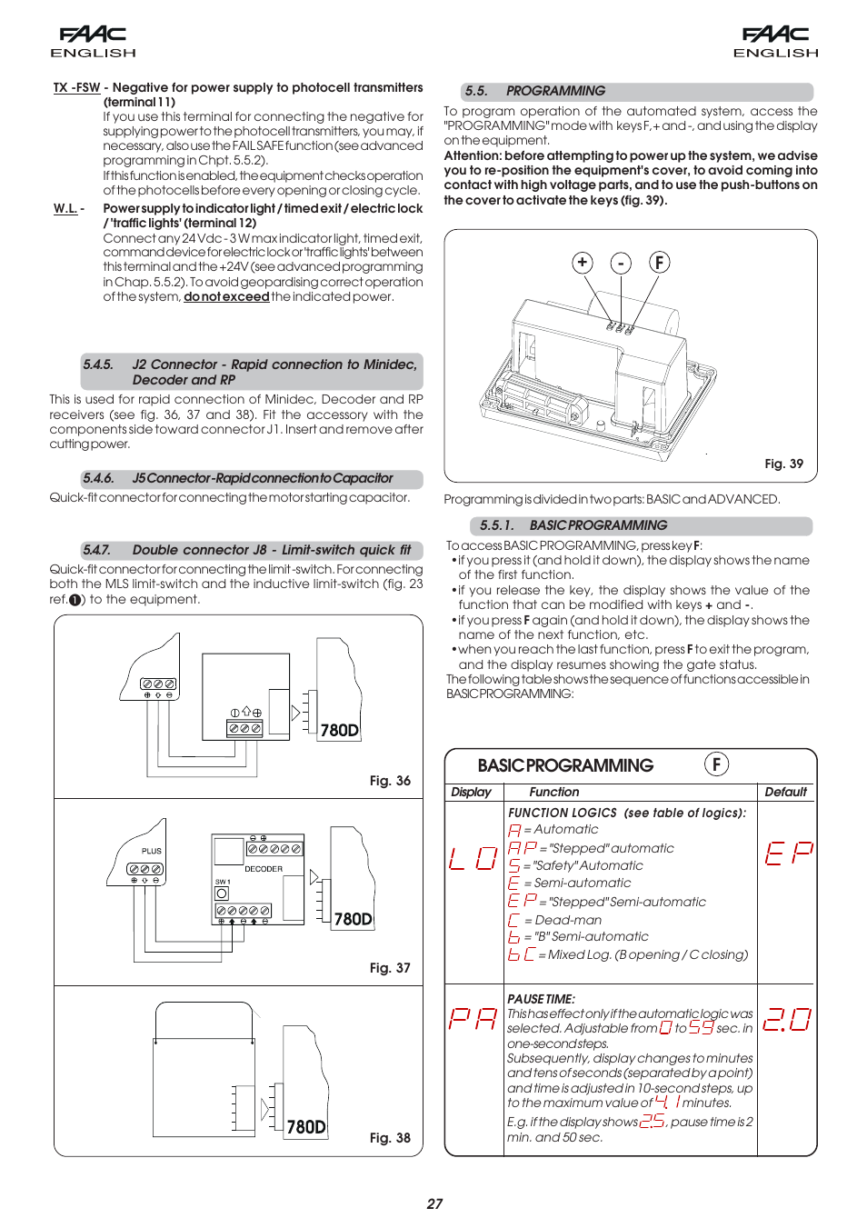 F- + f, Basic programming | Controlled Products Systems Group 109773 User Manual | Page 11 / 19