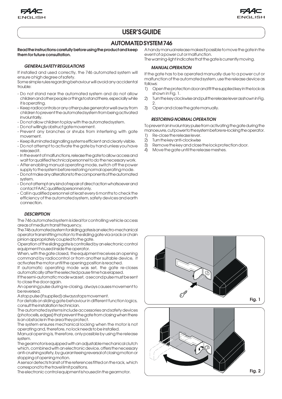 User’s guide, Automated system 746 | Controlled Products Systems Group 109773 User Manual | Page 19 / 19