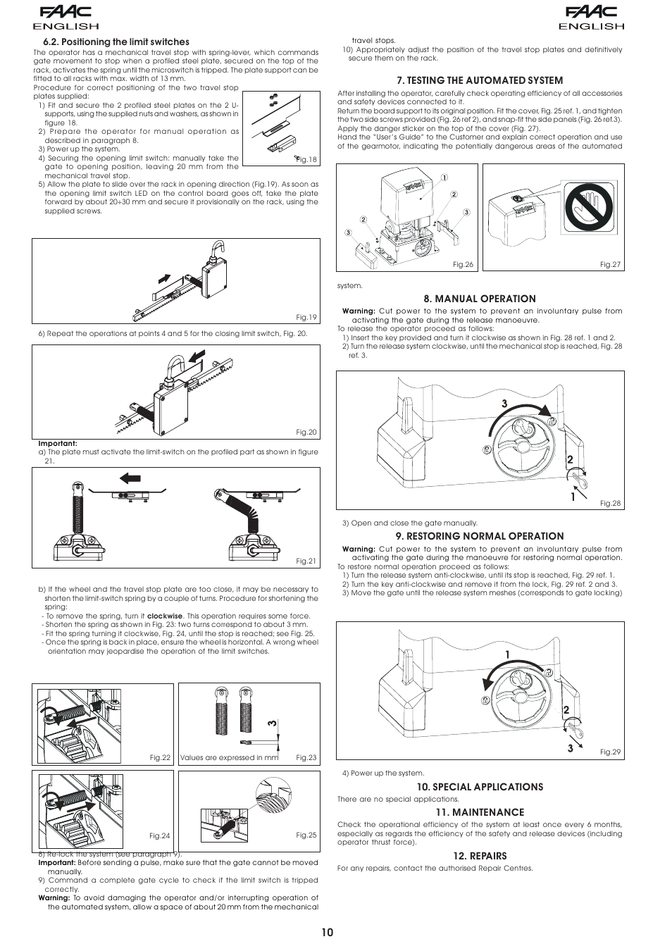 Testing the automated system, Manual operation, Restoring normal operation | Special applications, Maintenance, Repairs | Controlled Products Systems Group 10978021 User Manual | Page 5 / 6