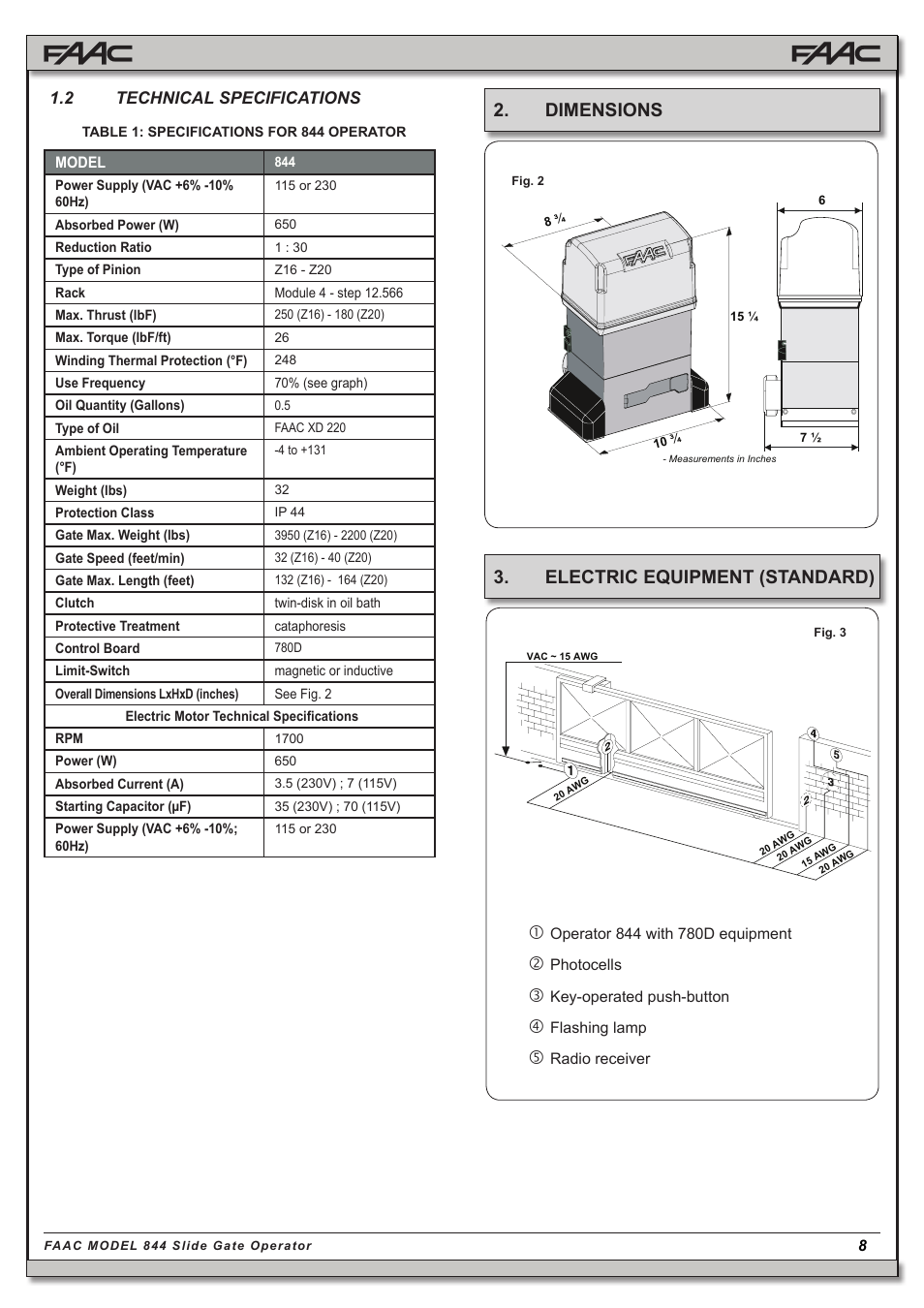 Dimensions, Electric equipment (standard) | Controlled Products Systems Group 109837 User Manual | Page 8 / 27