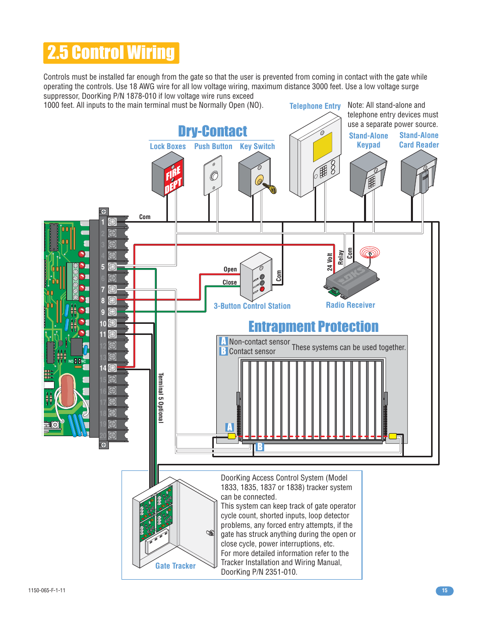 5 control wiring, Entrapment protection dry-contact | Controlled Products Systems Group 1150-080 User Manual | Page 17 / 30