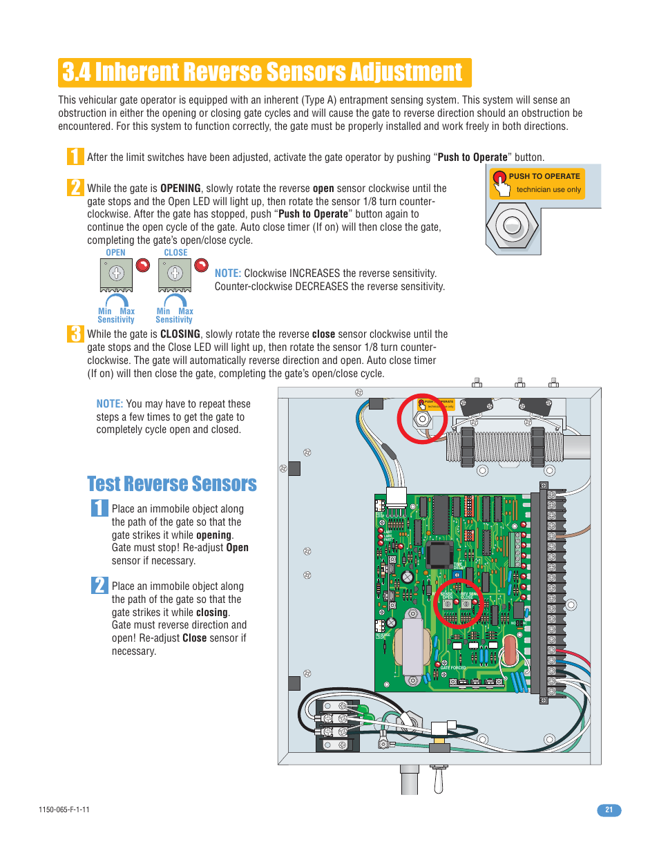 4 inherent reverse sensors adjustment, 12 2 3 test reverse sensors | Controlled Products Systems Group 1150-080 User Manual | Page 23 / 30