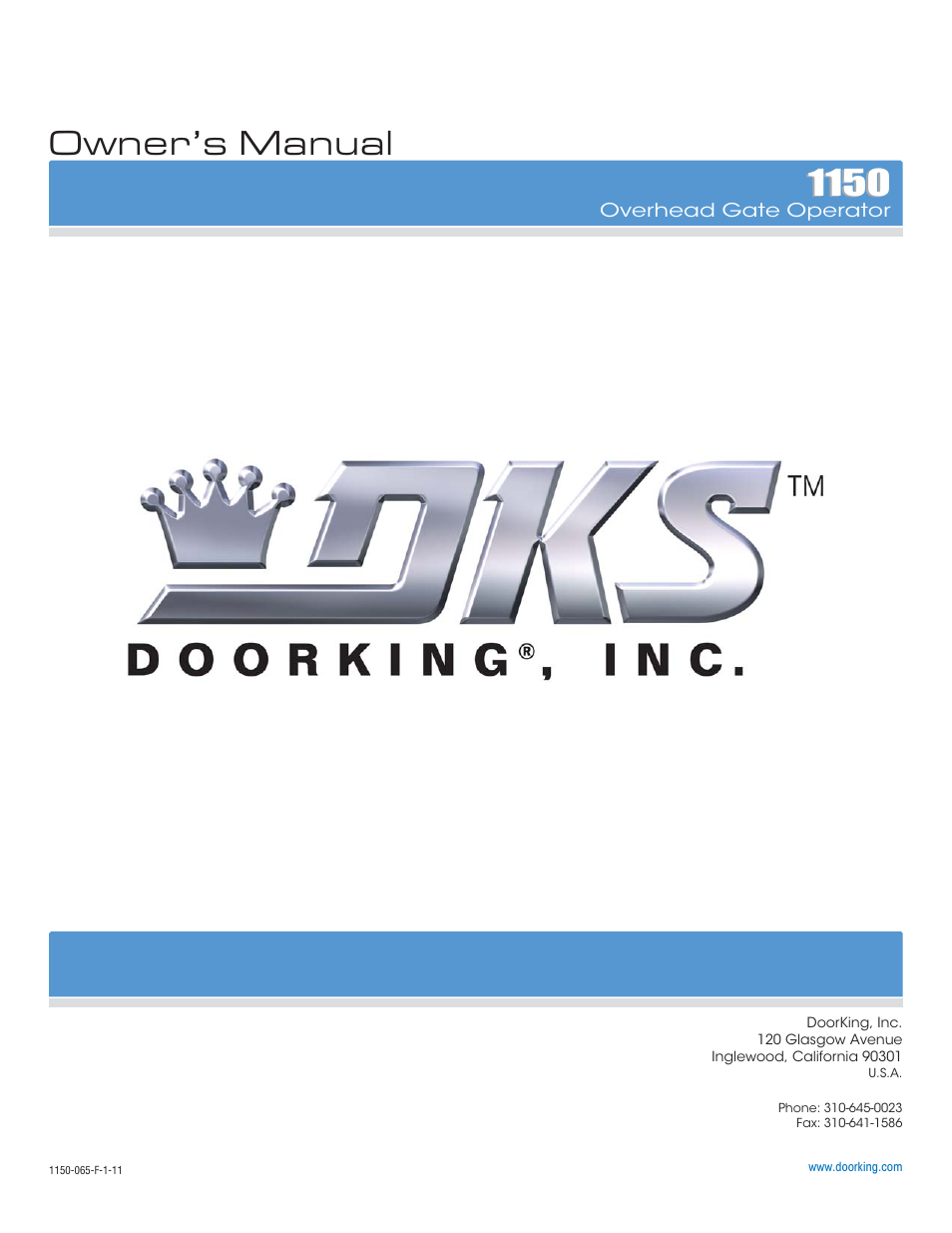 Owner’s manual | Controlled Products Systems Group 1150-080 User Manual | Page 30 / 30