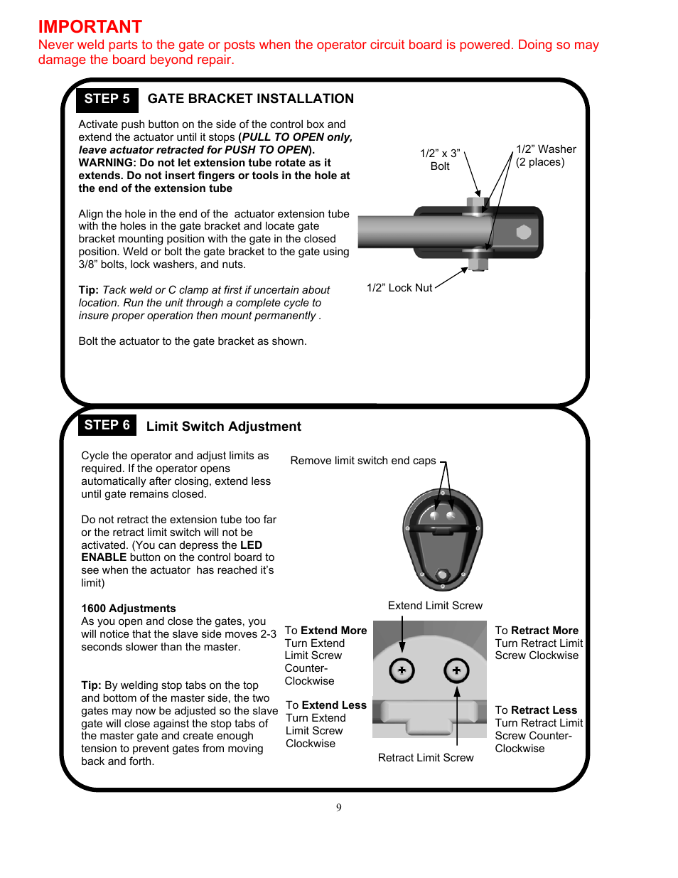 Important | Controlled Products Systems Group 1500 User Manual | Page 9 / 17