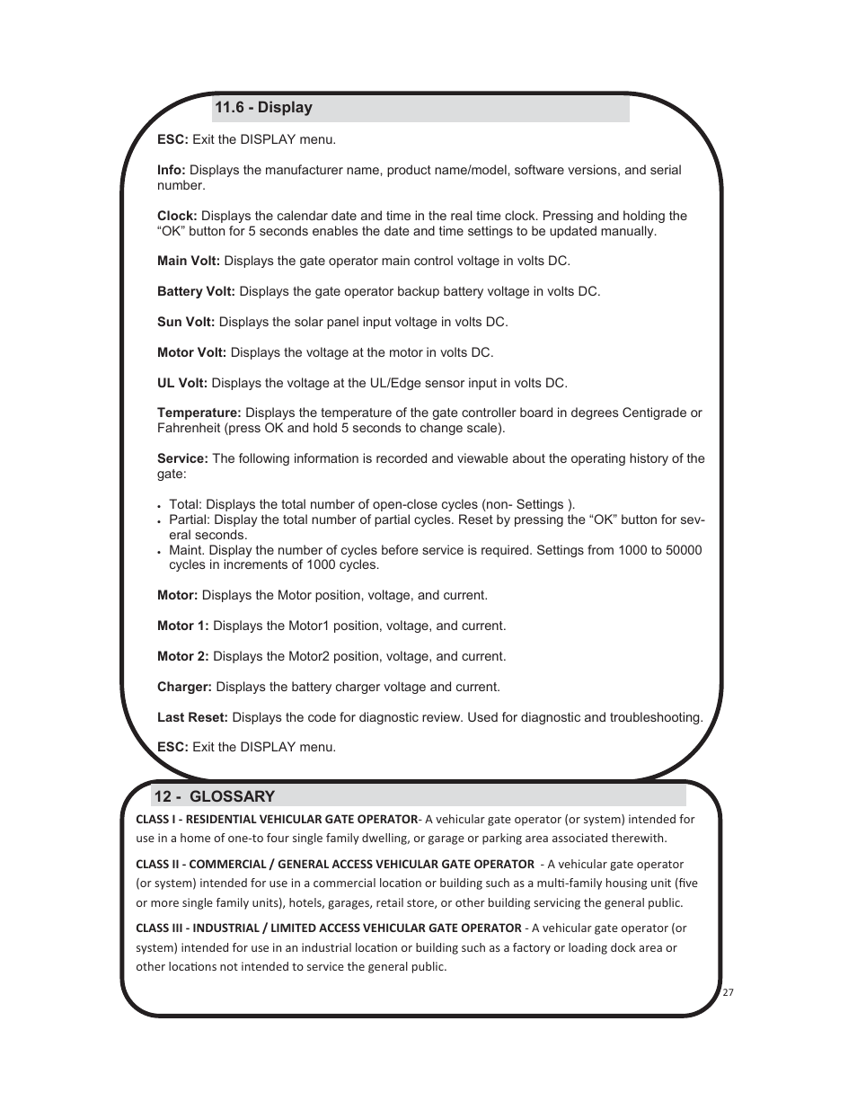 6 - display, 12 - glossary | Controlled Products Systems Group 1550ETL-1K User Manual | Page 27 / 32