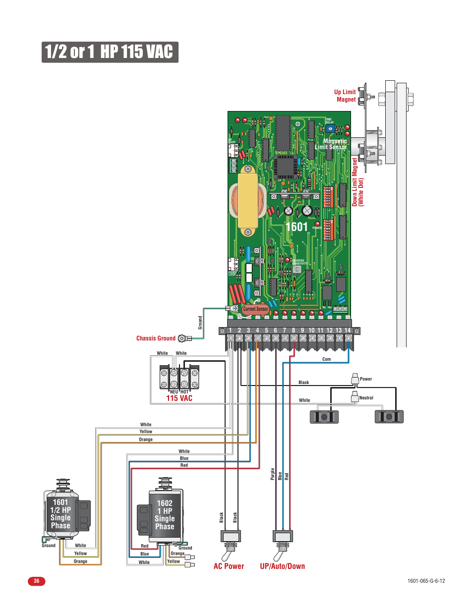 Ac power up/auto/down 115 vac | Controlled Products Systems Group 1601-080 User Manual | Page 38 / 42