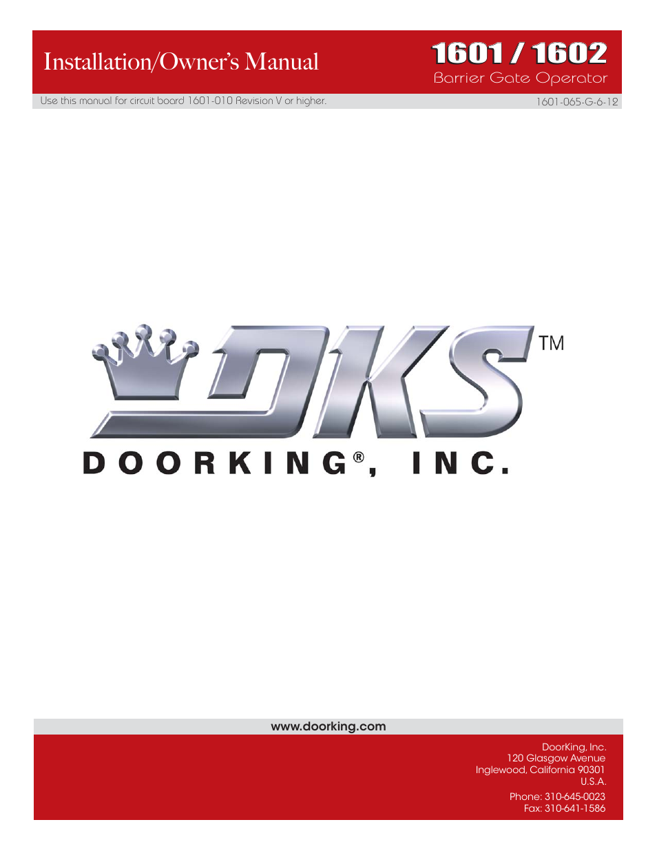 Installation/owner’s manual | Controlled Products Systems Group 1601-080 User Manual | Page 42 / 42