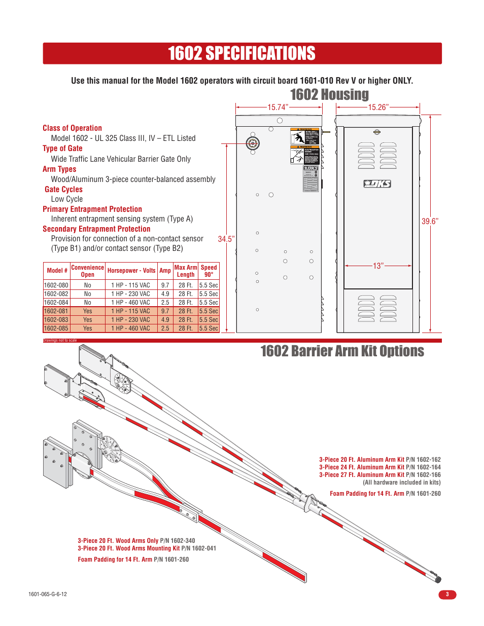 1602 specifications | Controlled Products Systems Group 1601-080 User Manual | Page 5 / 42